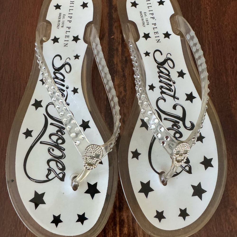 Rare Philipp Plein Crystal Embellished Clear Sandals